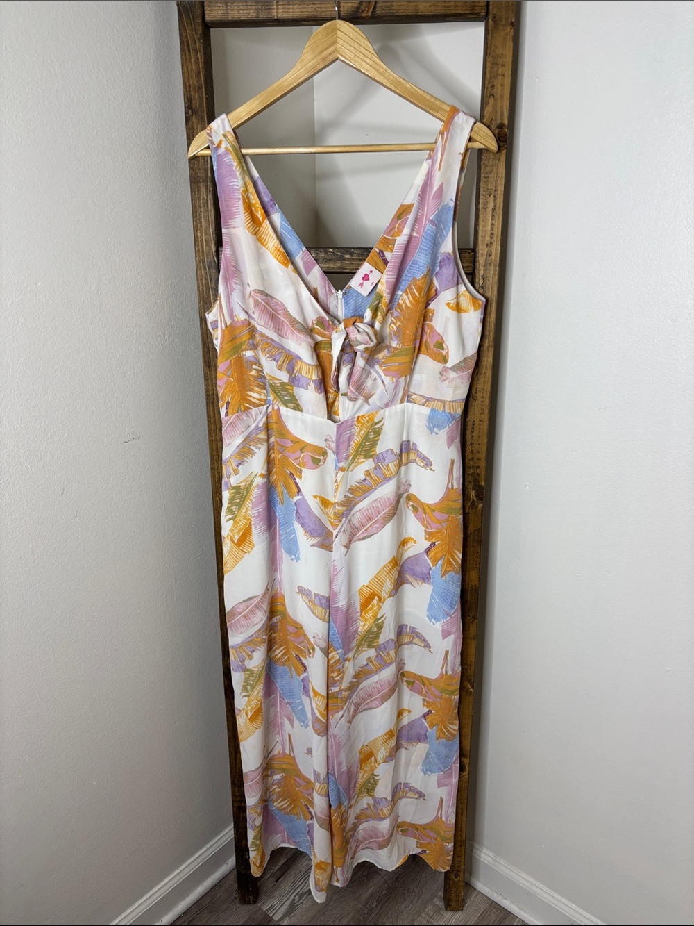 Buddy Love Sleeveless V-Neck Tropical Print Jumpsuit Size L